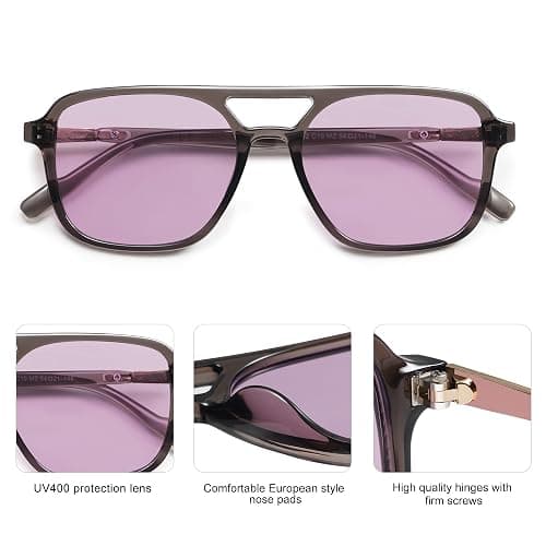 SOJOS Retro Aviator Sunglasses for Women Men,Trendy Rectangle Womens Mens Shades Sun Glasses SJ2202 thumbnail 5
