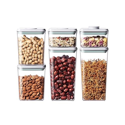 EQI Pop Food Storage Containers Set, 6Pcs Airtight Containers with Lids for Kitchen Pantry Organizers and Storage,One Button Opening BPA-Free Food Containers for Cereal Flour Sugar(0.6, 1.3, 1.9Qt)*2 - Image 1