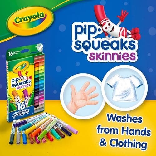 Crayola Pip Squeaks Skinnies Washable Marker Set (16ct), Mini Markers for Toddlers, Thin Coloring Markers for Kids, Toddler Arts & Craft Supplies thumbnail 4