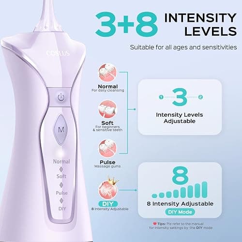 Water Dental Flosser Teeth Pick: Portable Cordless Oral Irrigator 300ML Rechargeable Travel Irrigation Cleaner IPX7 Waterproof Electric Flossing Machine for Teeth Cleaning C20(F5020E) - Black thumbnail 4