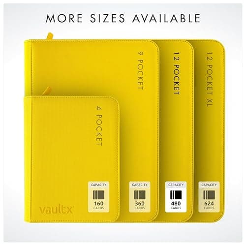 Vault X 12 Pocket Trading Card Zip Binder - 480 cards, Premium Exo-Tec Album Material, 20 Side-Loading Pages, Folder for Collectible Card Games, Sports, TCG (Yellow) thumbnail 6