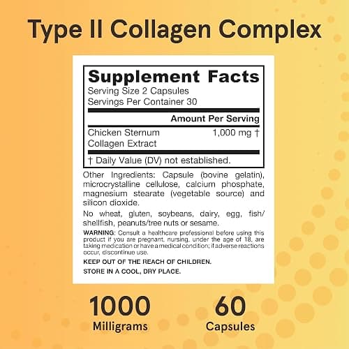Jarrow Formulas® Type II Collagen Complex 1000 mg Supplements, Supports Skin and Joint Health, 60 Capsules, 30 Day Supply thumbnail 6