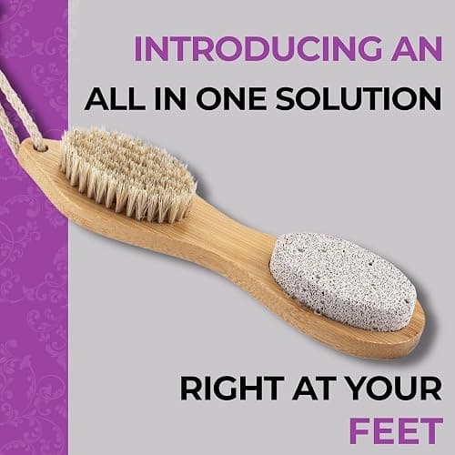 Dermasuri - 4 in 1 Exfoliating Foot Scrub Kit - Multi Purpose Foot Care - Natural Bamboo Pedicure Foot Spa Kit - Pumice Stone Callus Remover - Stainless Steel File, Sand Paper Surface, & Dry Brush thumbnail 2