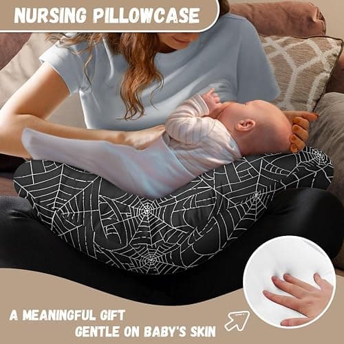 Jeiento Spider Web Nursing Pillow Covers for Breastfeeding Elastic U-Shaped Feeding Pillow Covers Premium Quick-Dry Fabric Cover Slipcover,Gift for Women Newborn thumbnail 6