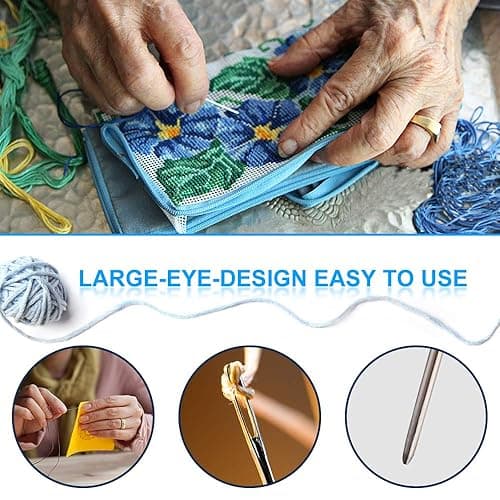 Vodiye 37 PCS Crochet Hooks Set, High Quality Coloured Aluminum Ergonomic Handle Crochet, Hook Needles for Arthritic Hands, with Stitch Markers and Large-Eye Blunt Needles thumbnail 4