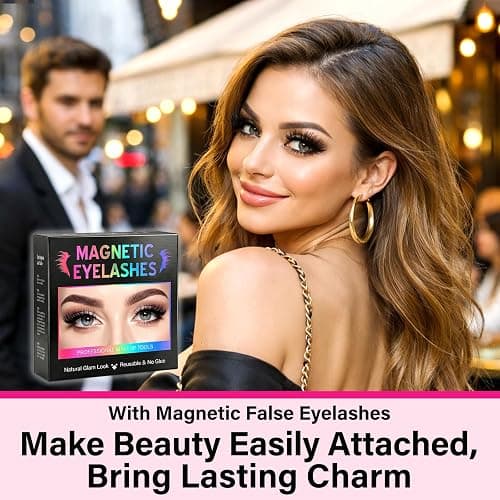 Magnetic Eyelashes with Applicator - Natural Look, No Glue or Eyeliner Needed, Lightweight & Waterproof Reusable False Lashes for Beginners thumbnail 2