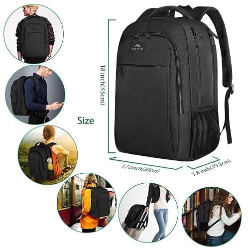 MATEIN Business Laptop Backpack, 15.6 Inch Travel Laptop Bag Rucksack, Water-Resistant Bag Daypack for Work College Computer Men Women Backpack, Black thumbnail 8