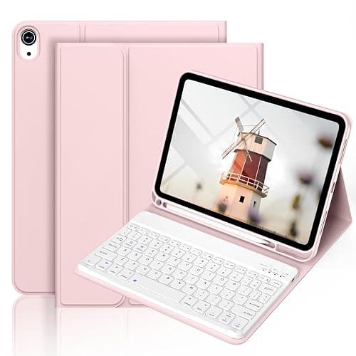 BQDIYOO Case for iPad 11th/10th Generation with Keyboard, 11 inch A16/10.9" iPad 10 Case (2025/2022) with Pencil Holder, Wireless Keyboard and Slim Lightweight Soft Cover Auto Wake/Sleep, Pink - Image 1