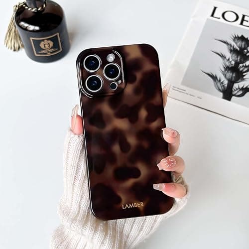 NITITOP Compatible with iPhone 15 Pro Case Cute Stylish Leopard Print Amber Aesthetic Tortoise Design for Women Girls Men Soft TPU Shockproof Protective Cover - Brown thumbnail 4