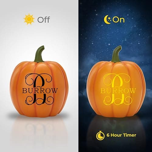 Let's Make Memories Personalized Light Up Halloween Pumpkin Decor Outdoor - Your Name & Initial on a Custom Pumpkin - Jack o Lantern - Fall Decor - Indoor/Outdoor - Large - Orange thumbnail 7