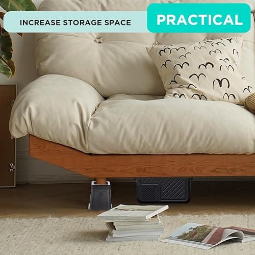 mekueeex Bed Riser Heavy Duty, Adjustable Furniture Risers 3,4,5,6,7 inch, L Shape Bed Lifts Risers for Table Legs, Couch, Sofa, Desk, Cabinet Leg Frames(Black,3-7 inch) thumbnail 5