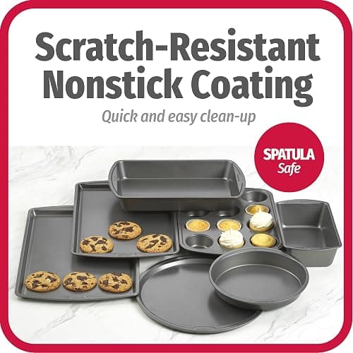 GoodCook Everyday 7-Piece Non-Stick Bakeware Set – 2 Cookie Sheet Pans, Round Cake Pan, Loaf Pan, Pizza Pan, Bake & Roast Pan, 12-Cup Muffin Pan - Baking Supplies, Baking Pans Set thumbnail 3