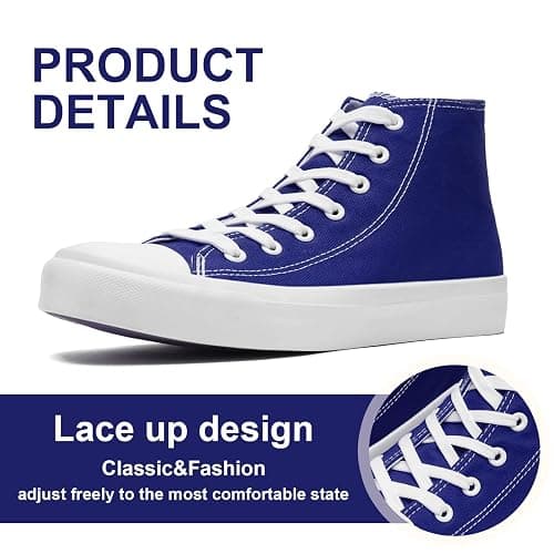 Canvas High Top Sneakers for Women Men Classic Lace Up Canvas Shoes Womens Mens Fashion High Top Sneakers Casual Tennis Walking Shoes thumbnail 3
