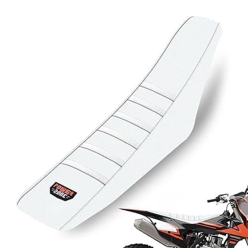 MCHMFG Universal Ribbed Dirt Bike Seat Cover - Gripper Soft Seat Cover for Most Dirt Pit Bike Motorcycle (All White) - All White
