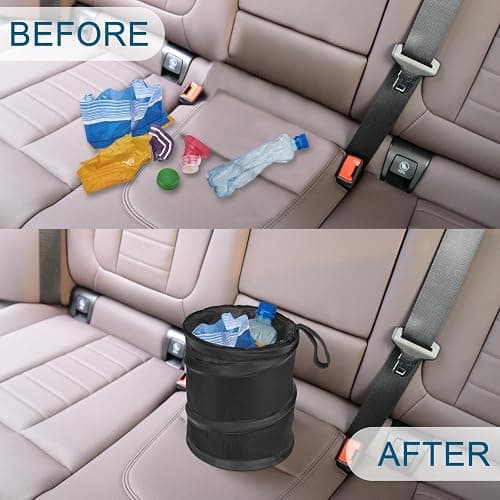 Kincown Car Trash Can, 2 Packs Mini Collapsible Pop-up Car Garbage Can, Waterproof Hanging Car Trash Bag with Velcro, Car Trash Bin, Black thumbnail 6