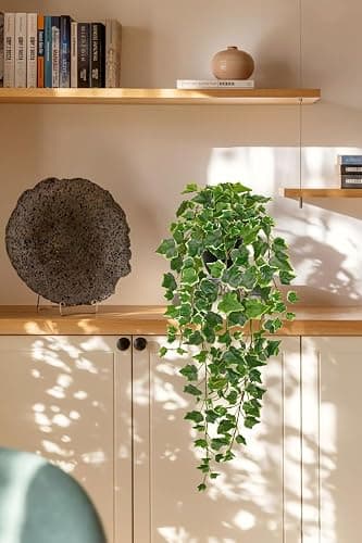 Hollyone Artificial Hanging Plants Potted 31.4" Fake Ivy Vine Faux Ivy Leaves Hanging Greenery Plant in Black Pot for Home Indoor Wall House Room Patio Shelf Office Decor thumbnail 6