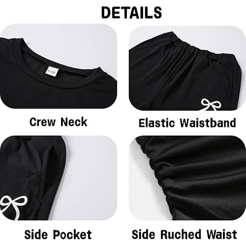 Afsmlys Tween Girls Clothes Long Sleeve Bow Knot Print Top + Wide Leg Pants 2 Piece Outfit Set, Size 7-16 Years thumbnail 6