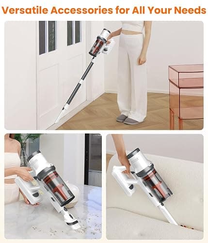 Cordless Vacuum Cleaner, 30Kpa Vacuum Cleaners for Home, Max 50 Mins Runtime, Anti-Tangled Stick Vacuum, Lightweight Vacuum for Carpet, Hard Floor thumbnail 7