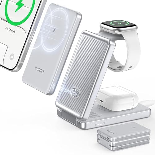 RORRY Auradock iPhone Charging Station 3 in 1 for Apple,10000mAh Power Bank | 30W Wireless Magnetic Fast Charging Station for iPhone/Apple Watch/AirPods with Detachable Magnetic Portable Magsafe Charger - Image 1
