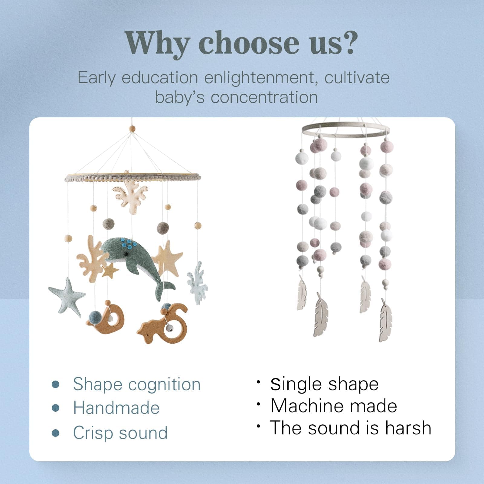 IEATFO Baby Mobile for Crib丨Baby Nursery Mobiles丨Handmade Felt Ocean Animal Mobile for Crib Baby Boys and Girls丨Woodland Nursery Decor for Infant Bedroom Hanging丨 Gender Neutral Baby Stuff(Ocean) thumbnail 5