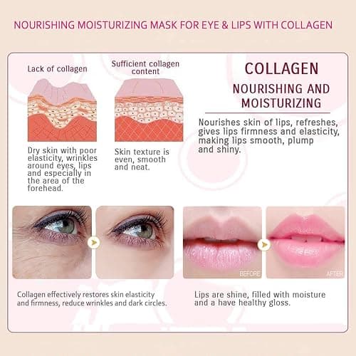30 Pairs Lip Masks & 24K Gold Eye Masks, Crystal Collagen Eye Patches for Puffy Eyes, Moisturizing & Reduce Wrinkles, Lip Care & Under Eye Mask for Dark Circles and Puffiness thumbnail 5