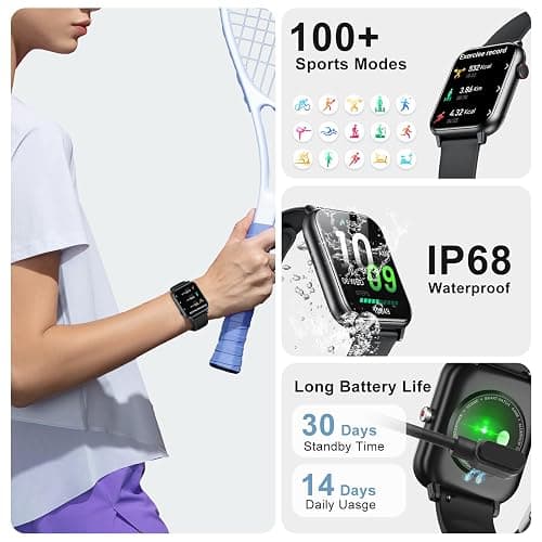 Matakul Smart Watch for Men Women 1.96" HD Screen Smartwatch Answer/Make Calls 100+ Sport Modes IP68 Waterproof Fitness Tracker with Step Counter,Sleep & Heart Rate Monitor for Android iOS Phones thumbnail 5