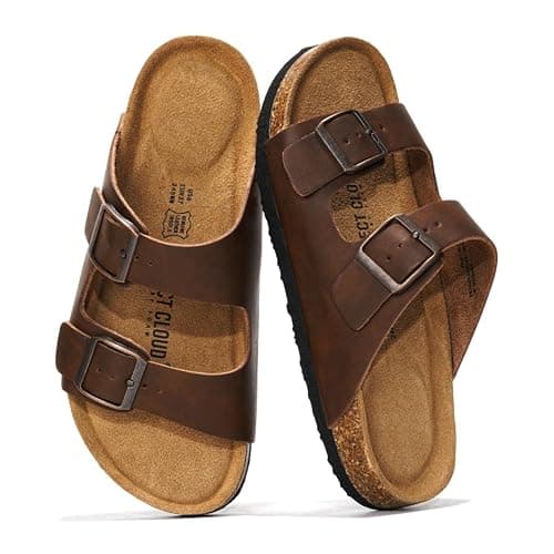 Project Cloud Genuine Leather Flat Sandals Women 2025 Beach Essentials Womens Sandals Memory Foam Vacation Essentials Slides for Women Footwear (Venita) - Image 1