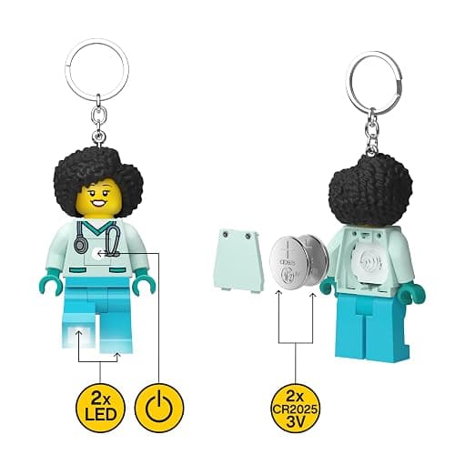 LEGO City Large 3 Inch Tall Figure Keychain Light - Dr. Flieber (KE192H), Bag charm with LED light thumbnail 6