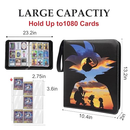 Anime Trading Card Binder for Cards, 9 Pocket with 60 Sleeves up to 1080 Cards One Piece TCG Card Binder, Waterproof Card Storage Book, Trading Cards Display Case thumbnail 3