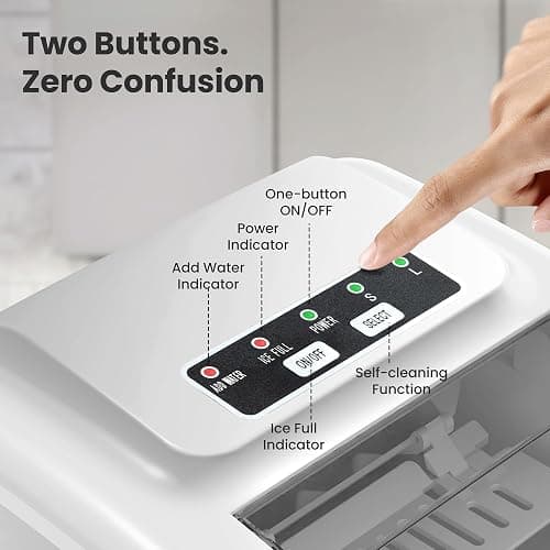 Crzoe Ice Makers Countertop with Handle, 2 Sizes of Ice, 8 Bullet Ice Cubes in 6 Mins, 26Lbs/24H, Portable Ice Maker with Self-Cleaning, Ice Machine for Home&Kitchen&Office&Party thumbnail 4