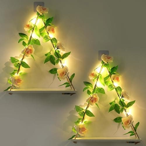 JOPSTDI Floating Shelves for Wall,Plant Wall Decor,Hanging Shelf,Cottage Core Decor,Room Decor Aesthetic,Trinket Shelf,Hanging Shelves,Floating Shelves for No Drilling,Two-Piece Set - Image 1