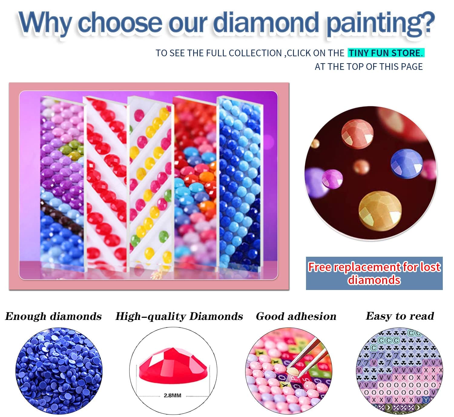 TINY FUN 12 Pack Diamond Painting Kits For Adults 5D Diamond Art Kit Paint By Number For Beginners, DIY Paint thumbnail 4
