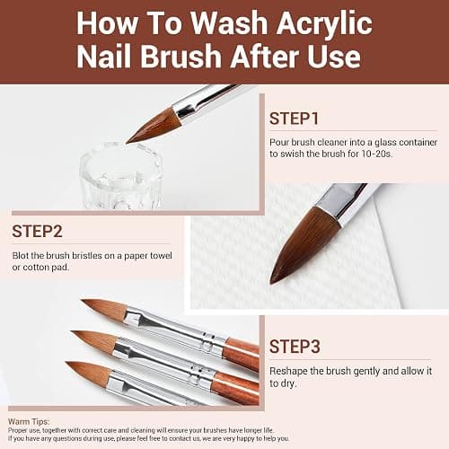 Modelones Kolinsky Sable Acrylic Nail Art Brush Red Wood Pen Nail Brush for Acrylic Powder Molding Drawing Professional Manicure Pens (14#) thumbnail 6