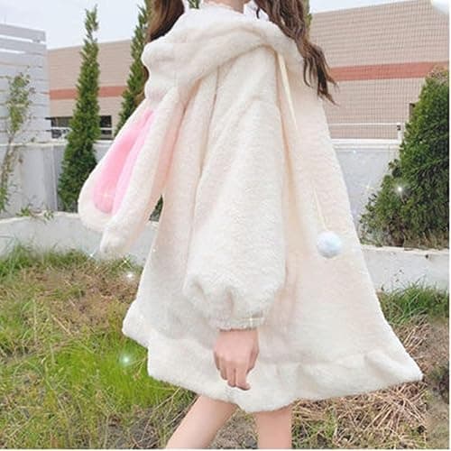Women Bunny Ears Hoodie Kawaii Anime Aesthetic Cute Japanese Rabbit Fleece Jacket Sherpa Fluffy Fuzzy Coat Sweatshirt thumbnail 4