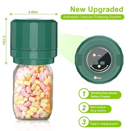 UNERVER M11 Electric Mason Jar Vacuum Sealer Kit - Vacuum Sealer for Wide & Regular Mouth Canning Jars thumbnail 2