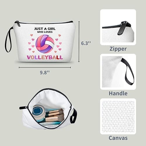 ARIOSEY Volleyball Gifts for Teen Girls Team,Small Volleyball Cosmetic Makeup Bag Stuff Birthday Gifts for Friends Female,Christmas thumbnail 3