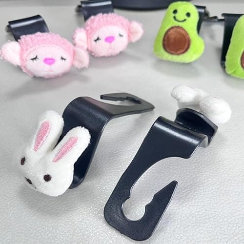 Cow Car Seat Headrest Hook 2 Pack Car Purse Hook Cars Seat Hooks for Headrest Universal for Handbag Bags Drink Grocery Coat Universal Vehicle,Cars Interior Accessories Cow Gifts for Women Men thumbnail 6