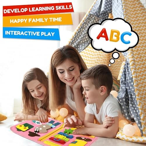 Qizfun Toddler Busy Board Montessori Toys – Sensory Busy Book, Educational Learning Travel Toy for Airplane & Car, Keeps Toddlers Engaged, Birthday Gifts for Toddler Girls thumbnail 7