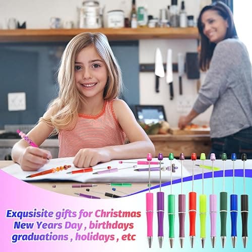 DASTTUIS 150 Pieces DIY Beadable Pen Kit – 50 Plastic Ballpoint Pens with Refills & Bags, Beads Not Included – School Supplies, Office Accessories & Craft Gifts for Students & Teachers (Multicolor) thumbnail 6