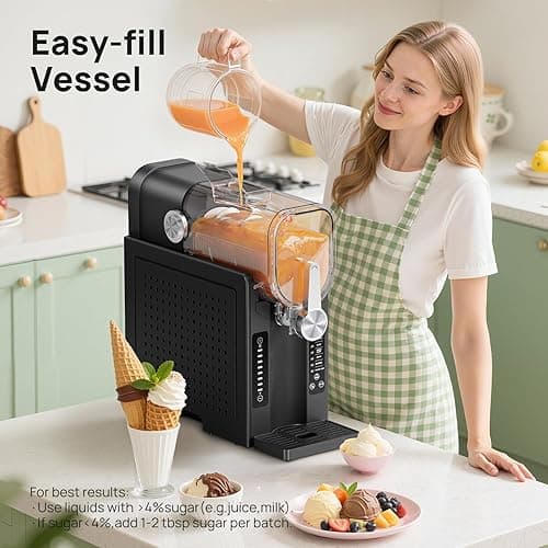 CHIVALZ Slush Machine, Frozen Drink Machine, No Ice Needed, 12H Pre-Scheduling, LED Display, Self-Cleaning, Makes Slushies, Milkshakes, Frappés & Cocktail, AD03, Black, 6 Preset Programs +1 Pack thumbnail 6