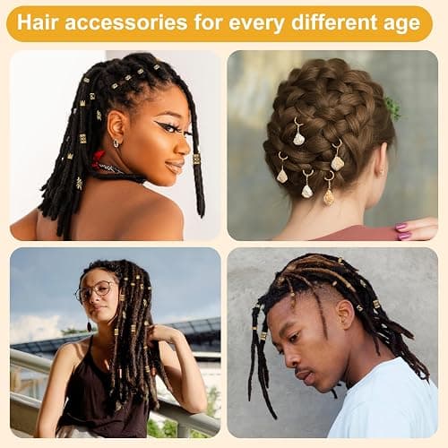 CPOXITI 220Pcs Hair Jewelry for Dreadlock, Metal Hair Charms for Women, Gold Braids Rings Cuffs Clips for Hair Braids, Loc Jewelry Dreadlock Accessories thumbnail 3
