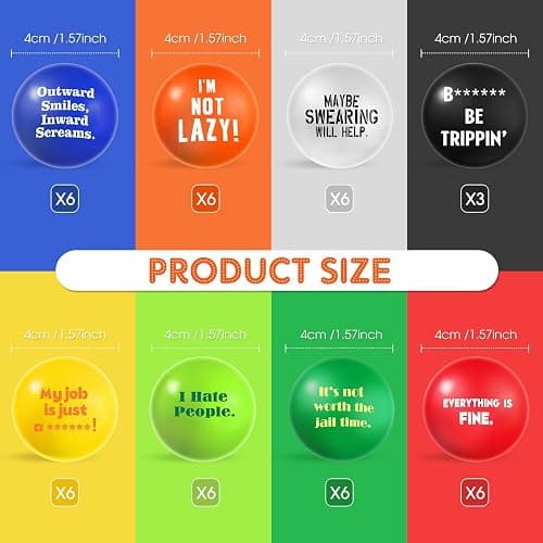 Blulu 24 Pcs Funny Humor Stress Balls Bulk 1.57" Humor Quotes Stress Relief Ball, Everything is Fine, Outward Smiles Inward Screams, Employees Gag Gifts for Adults Coworker Employee Team thumbnail 3