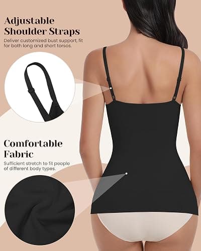 EUYZOU Womens Tummy Control Shapewear Tank Tops Seamless V-Neck Compression Tank Tops Body Shaper Camisole thumbnail 3