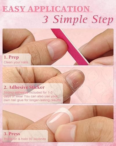 AddFavor French Tip Press on Nails Short Square - 240pcs White French Tip Nails with Nail Glue & Adhesive Tabs, 10 Sizes Glue on Nails for Women & Girls Fingernails Manicure thumbnail 6