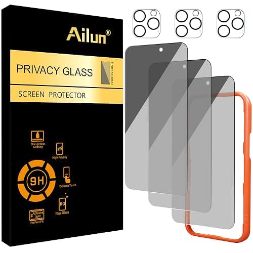 Ailun 3 Pack Privacy Screen Protector for iPhone 16 Pro Max [6.9 inch]+ 3 Pack Camera Lens Protector,Dynamic Island Compatible,Anti Spy Tempered Glass[9H Hardness][Not for iPhone 16e/16/16Pro/16Plus] - Image 1