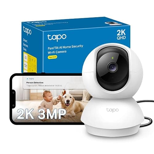 Tapo C210 2K 3MP Pan/Tilt Indoor Security Camera Pet Camera House Security | CCTV Camera, Dog Cat Camera, Baby Camera, 360° View, No Monthly Fee, Night Vision, AI Motion Detection, Two-Way Audio, Alexa - Image 1