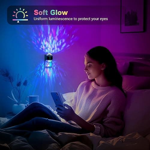 JandCase Night Lights Plug into Wall,2 Pack Star Projector RGB Night Light with 9 Color Change, Automatic Galaxy Nightlight Plug in with Light Sensor for Bathroom Hallway Room Decor thumbnail 6