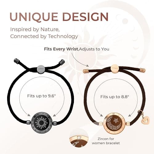 TOTWOO Long Distance Touch Bracelets for Couples, Smart Light & Vibration Love Jewelry, Long Distance Valentines Day Gifts for Him Her Women Men, One-to-One Bluetooth Pairing via App thumbnail 4