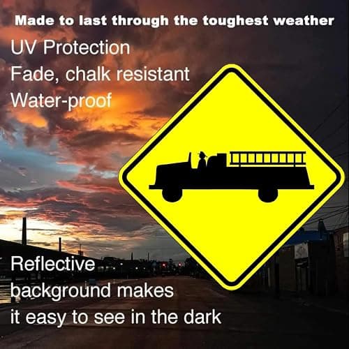 Fire Truck Crossing - 24 X 24 Warning Sign. A Real Sign. 10 Year 3M Warranty thumbnail 3