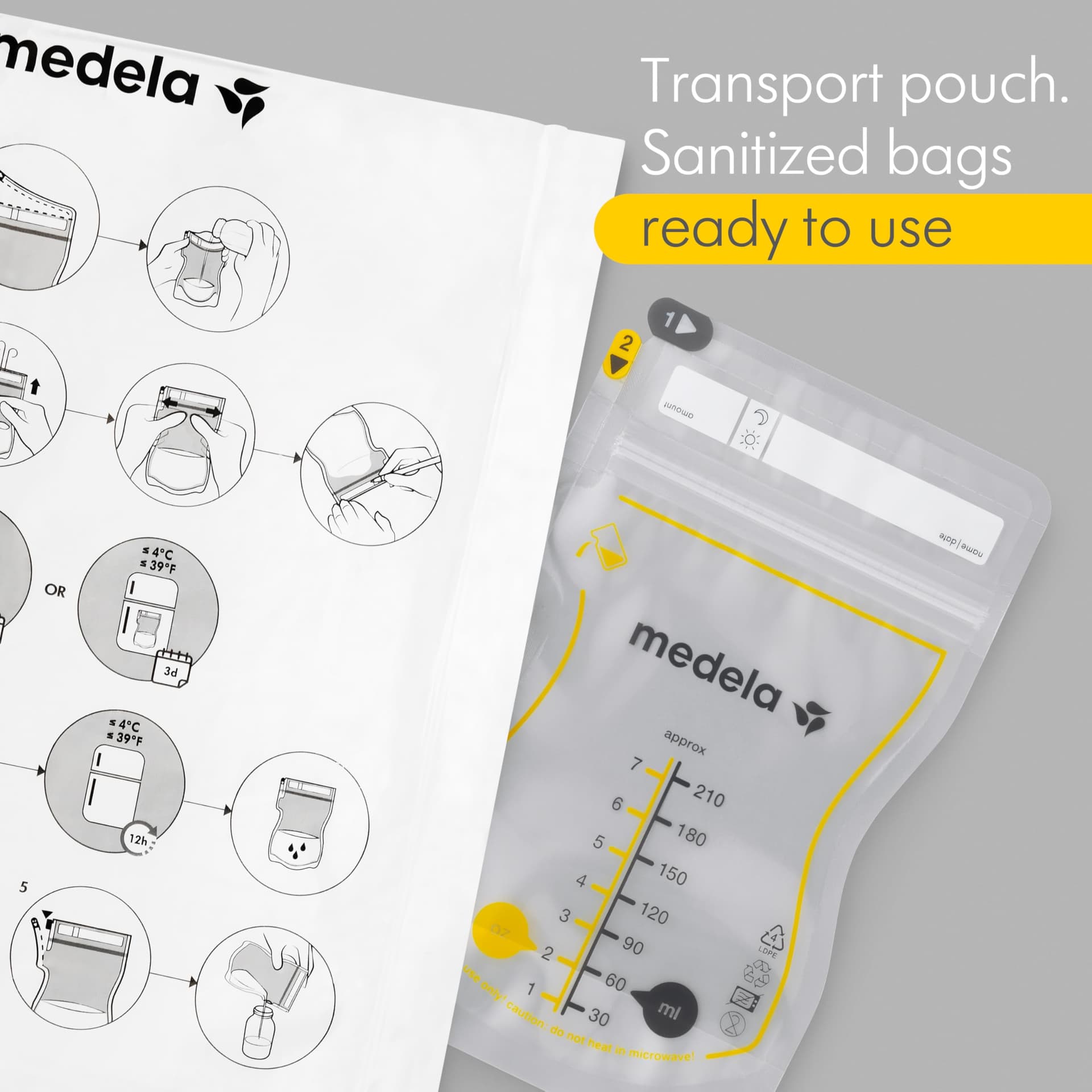 Medela Easy Pour Breastmilk Storage Bags, Disposable Leakproof Breast Milk Bags with Milk Protection, Recyclable & BPA Free, 210ml Capacity, 25 Pack thumbnail 7
